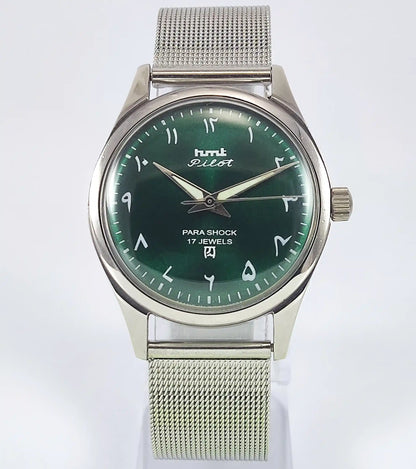 HMT Pilot Arabic Font Green Dial 17 Jewels Dial Handwinding Discover-Diamonds
