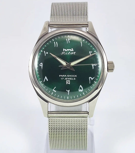 HMT Pilot Arabic Font Green Dial 17 Jewels Dial Handwinding Discover-Diamonds