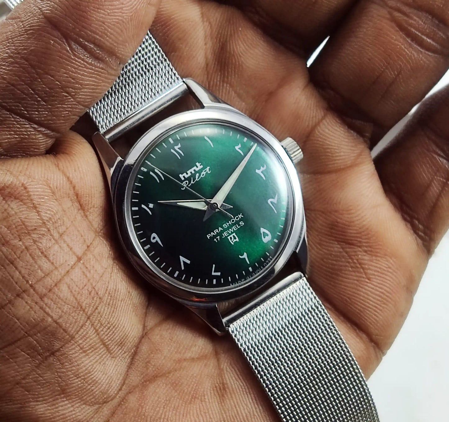 HMT Pilot Arabic Font Green Dial 17 Jewels Dial Handwinding Discover-Diamonds