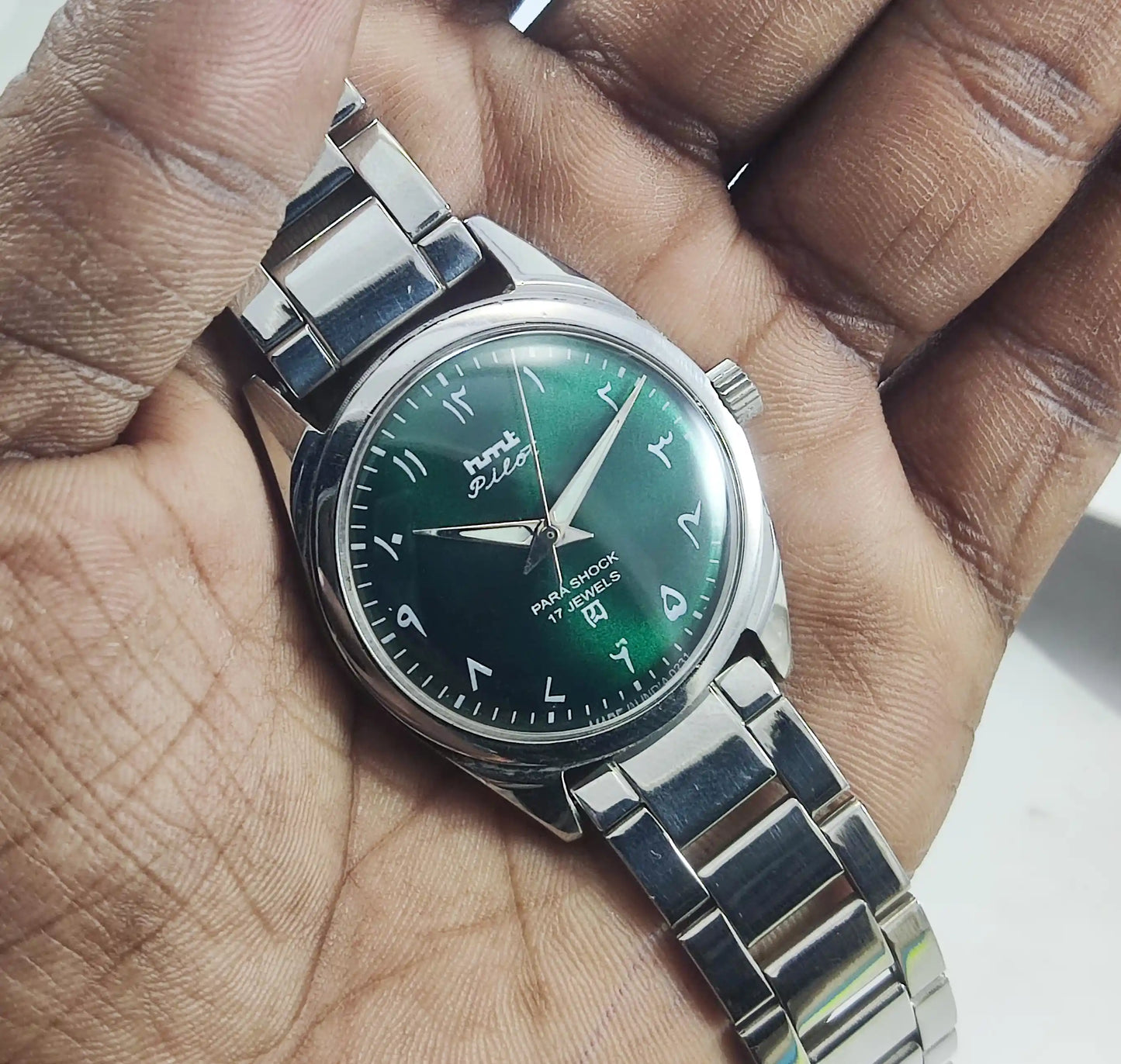 HMT Pilot Arabic Font Green Dial Para Shock 17 Jewels Dial Handwinding Discover-Diamonds