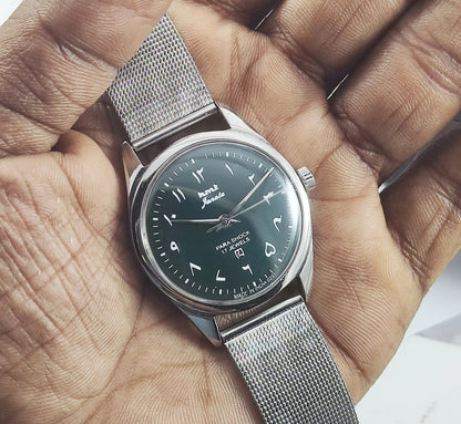 HMT Janata Arabic Font Green Dial Para Shock 17 Jewels Dial Handwinding - Discover-Diamonds