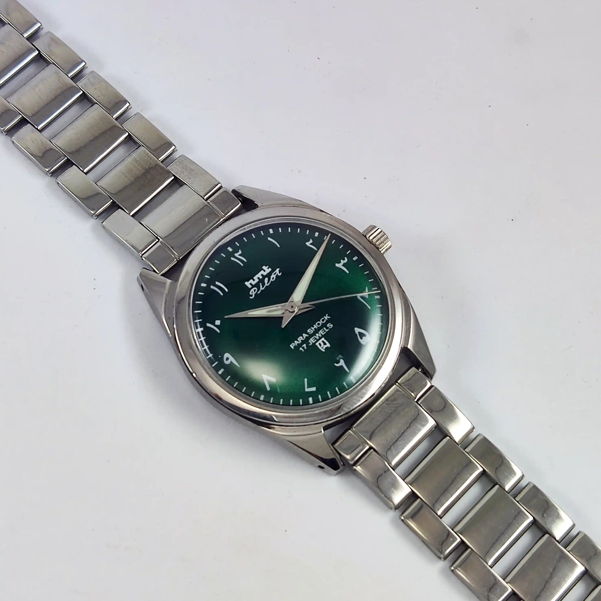 HMT Pilot Arabic Font Green Dial Para Shock 17 Jewels Dial Handwinding Discover-Diamonds
