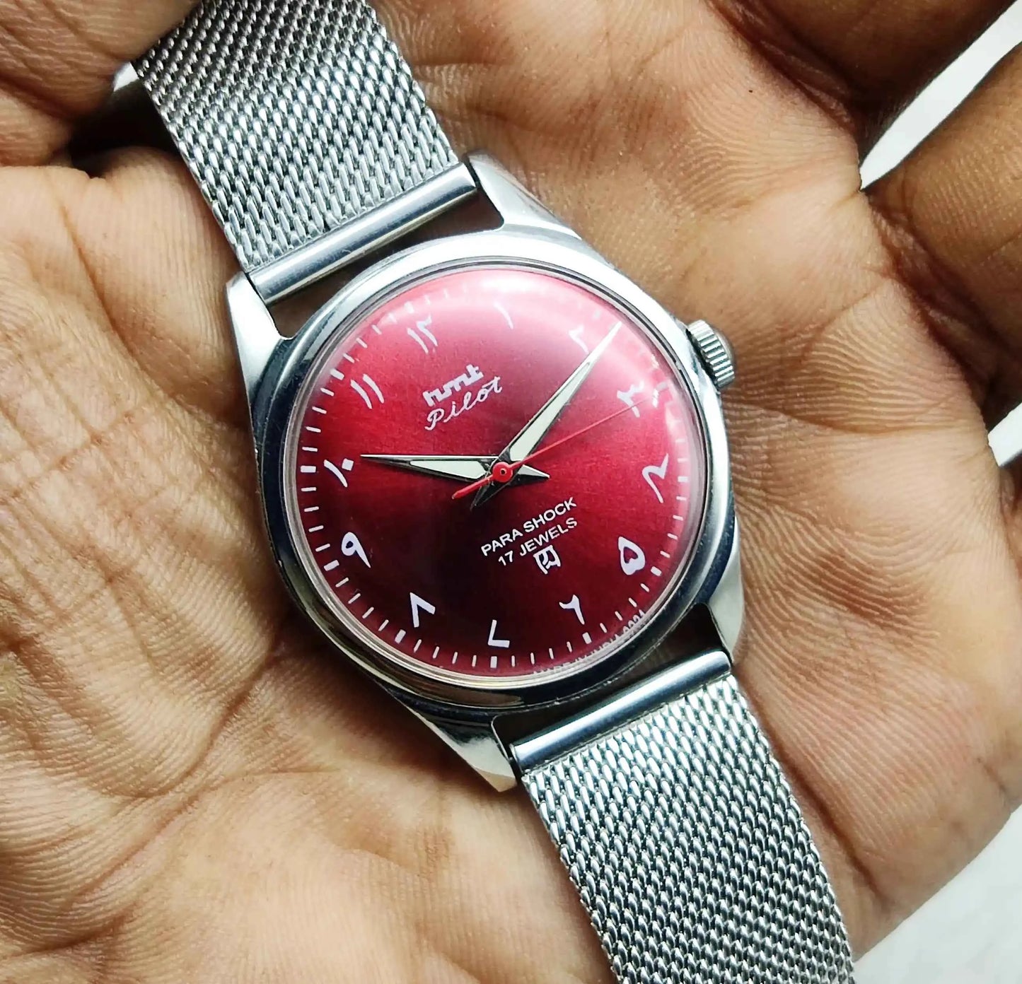 HMT Pilot Arabic Font Red Apple Color Dial 17 Jewels Handwinding Watch