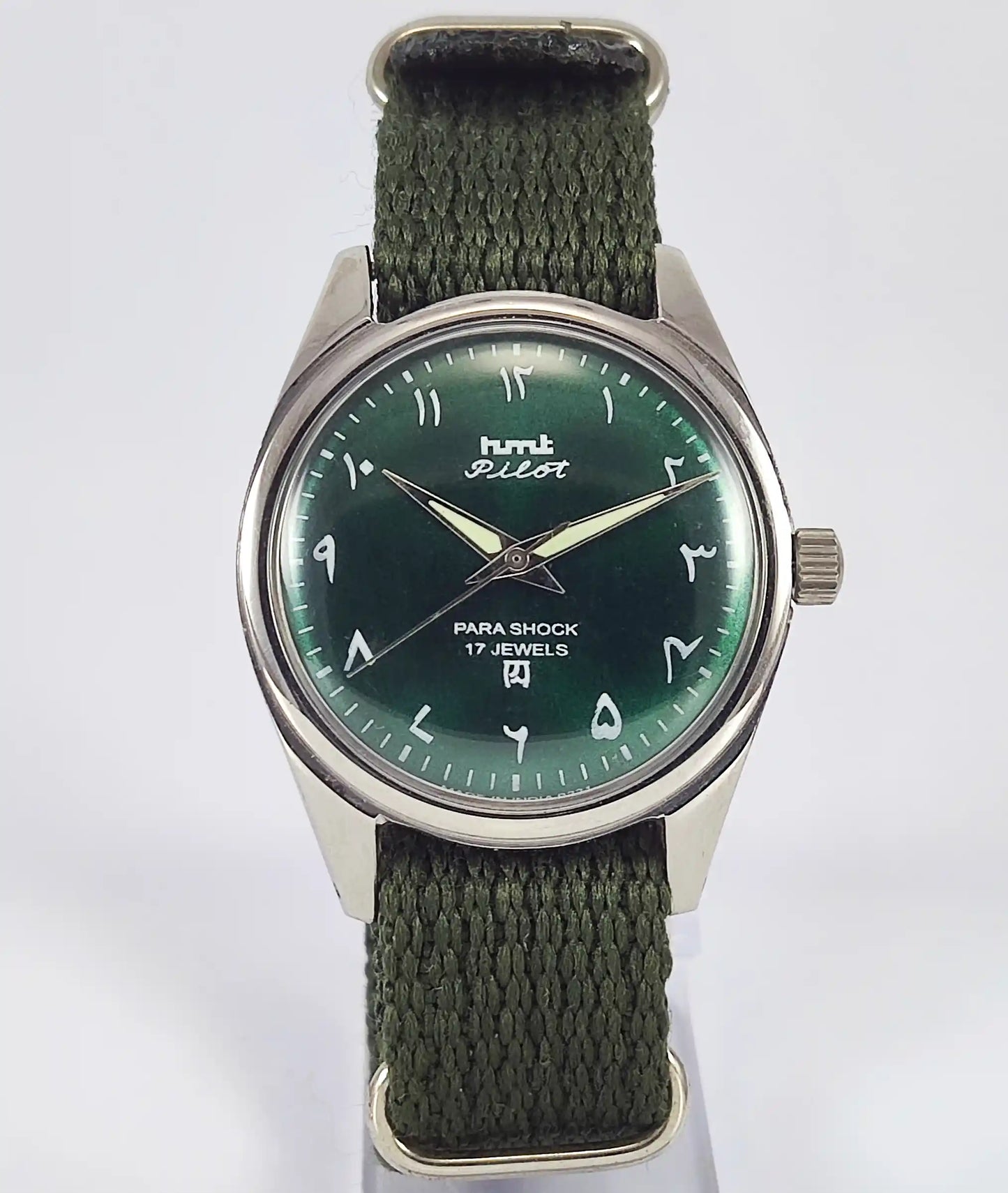 HMT Pilot Arabic Green Dial 17 Jewels Dial Handwinding Watch Discover-Diamonds