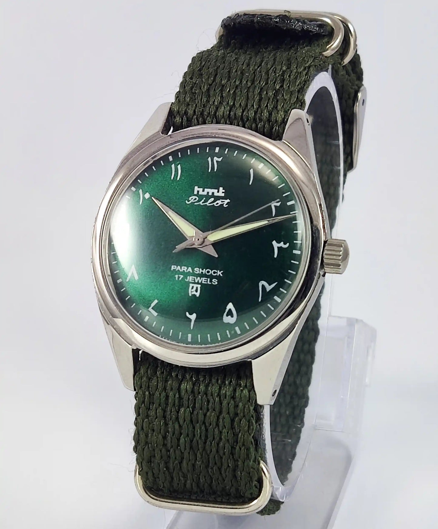 HMT Pilot Arabic Green Dial 17 Jewels Dial Handwinding Watch Discover-Diamonds
