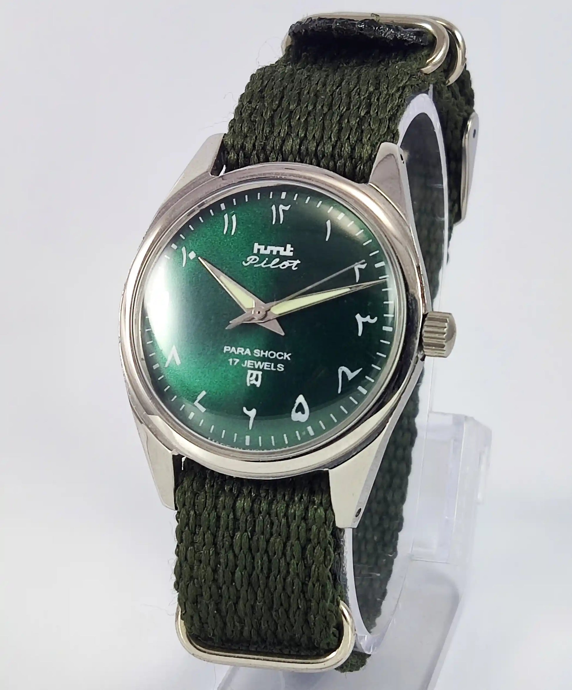 HMT Pilot Arabic Green Dial 17 Jewels Dial Handwinding Watch Discover-Diamonds
