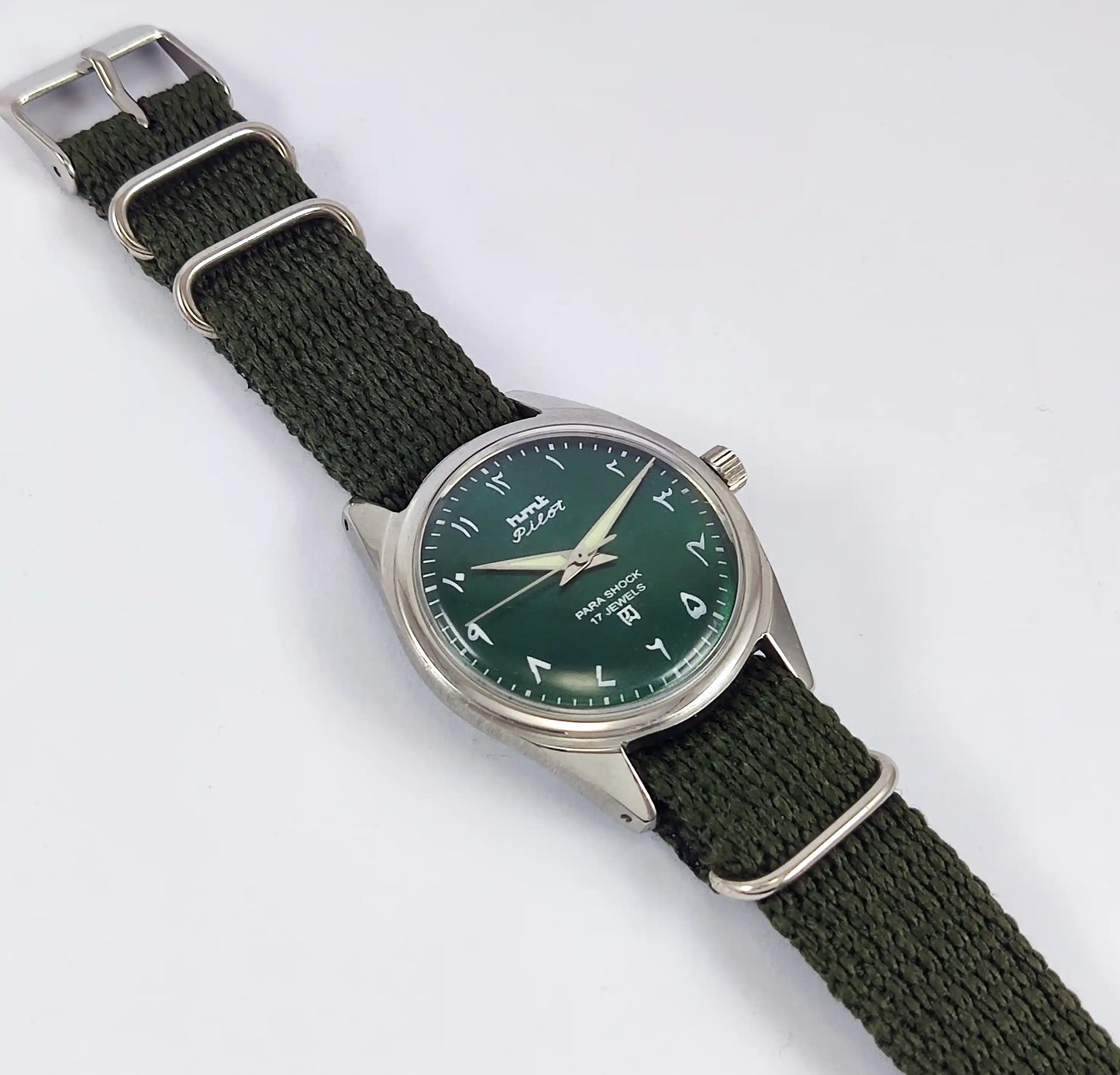 HMT Pilot Arabic Green Dial 17 Jewels Dial Handwinding Watch Discover-Diamonds