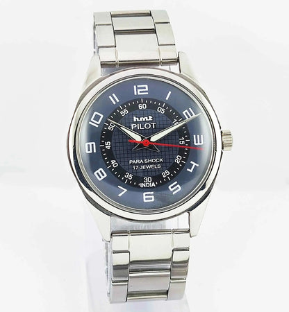 HMT Pilot Black Dial Para Shock 17 Jewels Mechanical Handwinding Men's Wrist Watch 0231 Discover-Diamonds