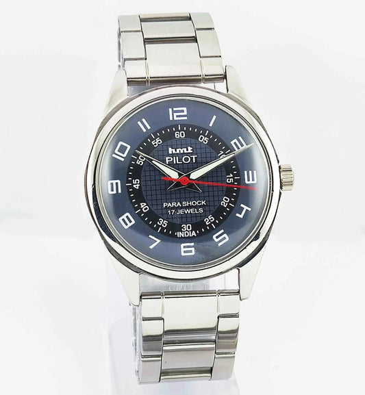 HMT Pilot Black Dial Para Shock 17 Jewels Mechanical Handwinding Men's Wrist Watch 0231 Discover-Diamonds