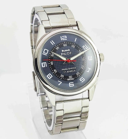 HMT Pilot Black Dial Para Shock 17 Jewels Mechanical Handwinding Men's Wrist Watch 0231 Discover-Diamonds