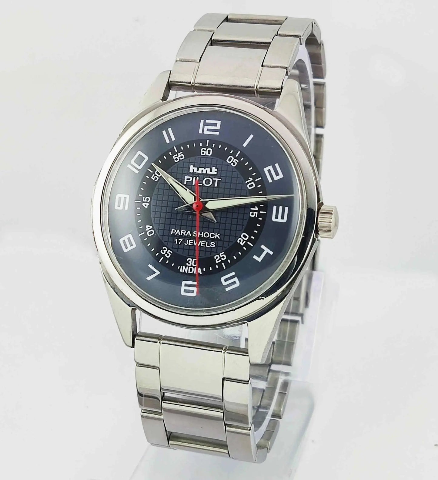 HMT Pilot Black Dial Para Shock 17 Jewels Mechanical Handwinding Men's Wrist Watch 0231 Discover-Diamonds