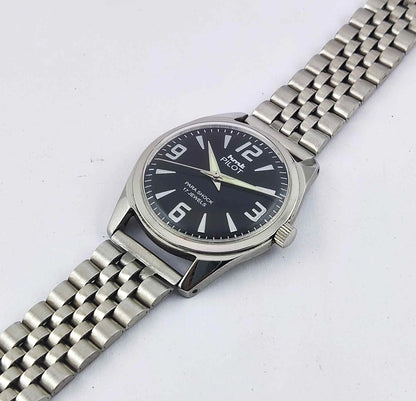 HMT Pilot Black Dial Para Shock 17 Jewels Mechanical Handwinding Men's Wrist Watch 0231 Discover-Diamonds