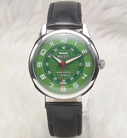HMT Pilot Green Dial English Numerals 17 Jewels Handwinding Watch 0231