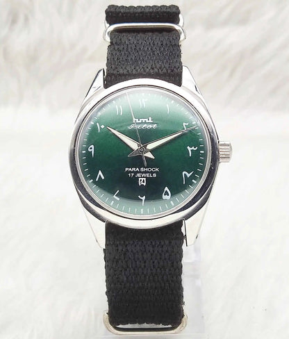 HMT Pilot Para Shock 17 Jewels Handwinding Green Dial Watch