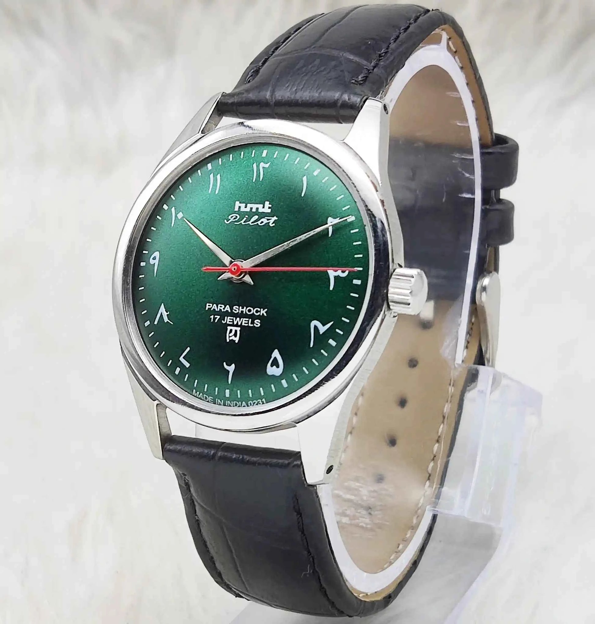HMT Pilot Handwinding Watch Apple Green Dial - 17 Jewels