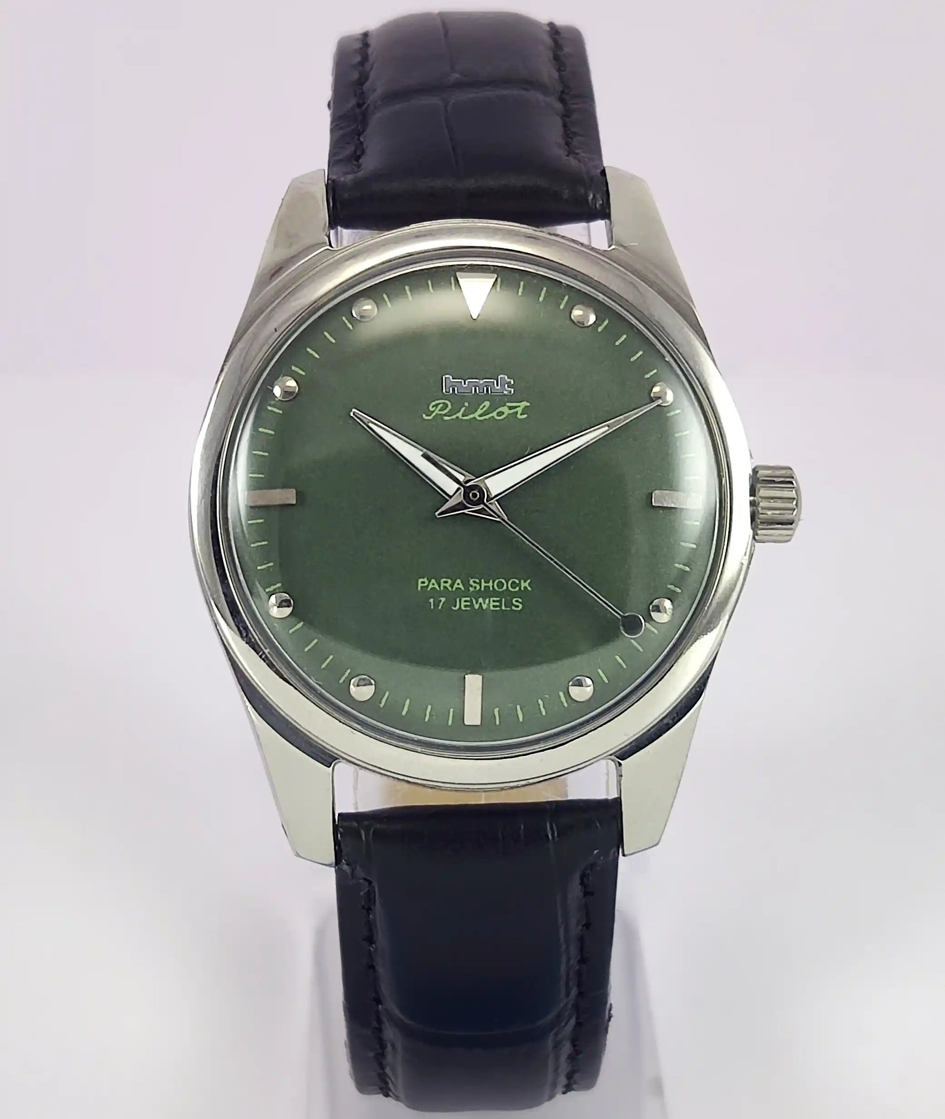 HMT Pilot Para Shock 17 Jewels Apple Green Dial Handwinding Men's Watch Discover-Diamonds