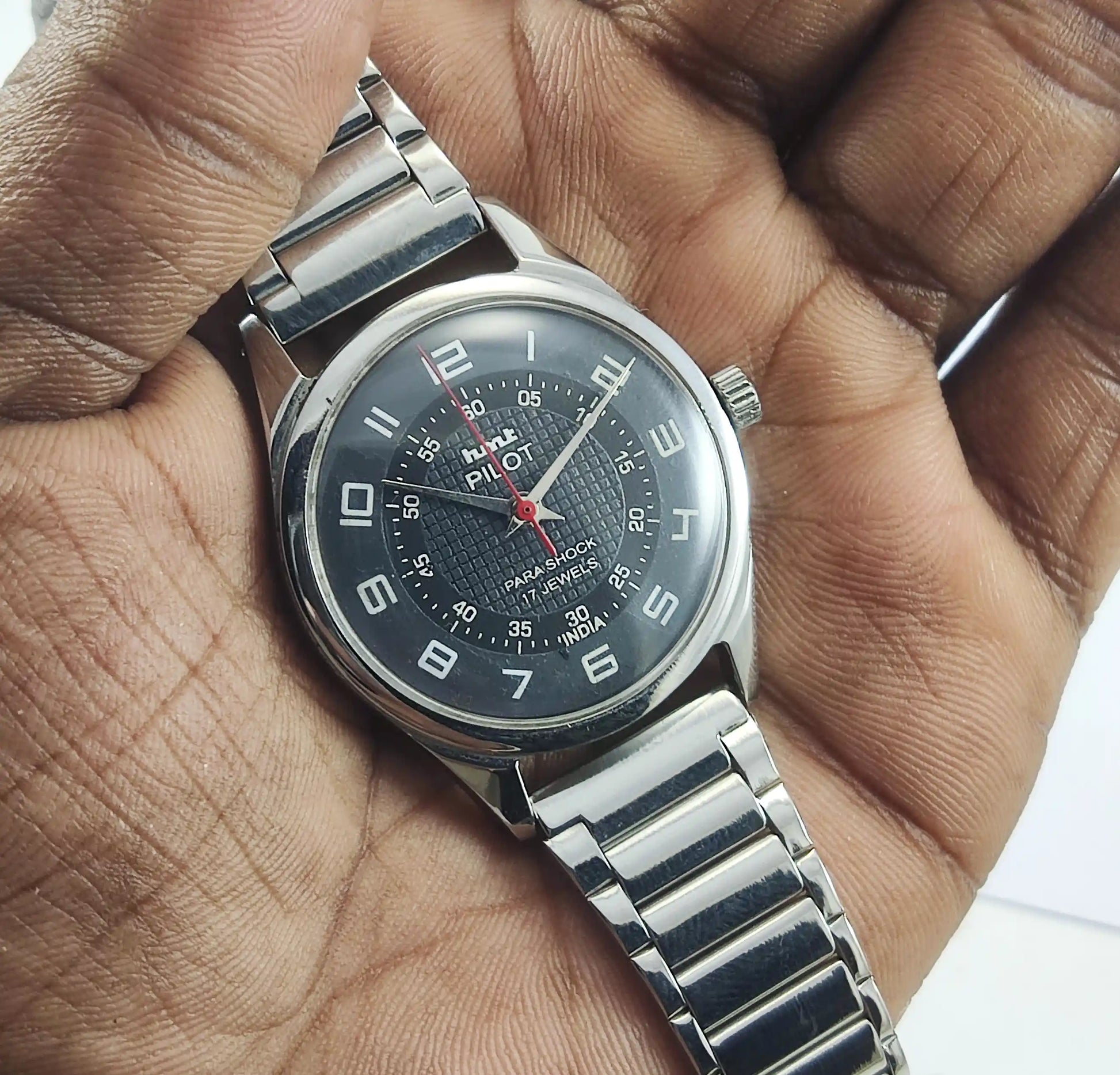 HMT Pilot Para Shock 17 Jewels Black Dial Handwinding 0231 Discover-Diamonds