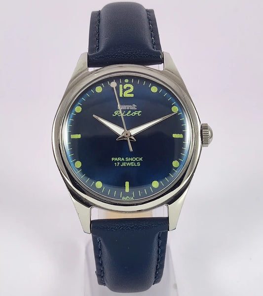 HMT Pilot Para Shock 17 Jewels Deep Blue Dial Handwinding Watch Discover-Diamonds