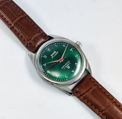 HMT Pilot Para Shock 17 Jewels Green Dial Arabic Font Handwinding 0231 Discover-Diamonds