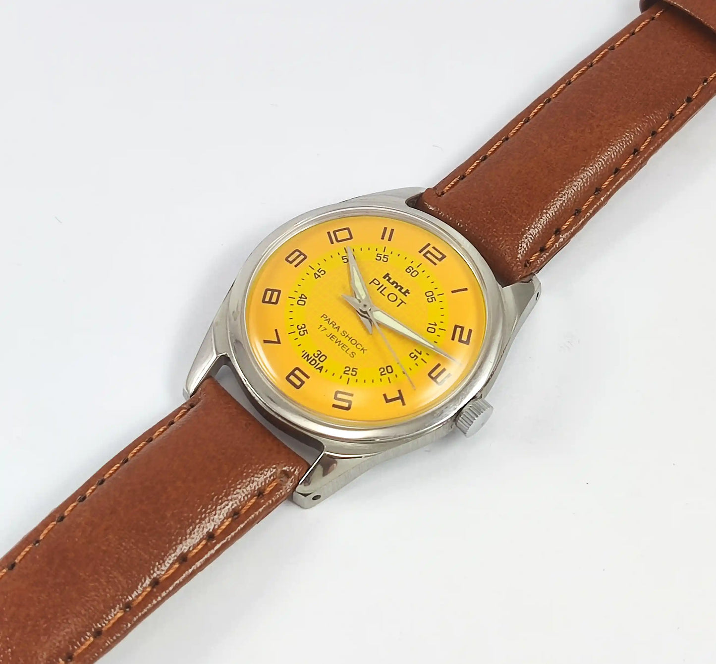 HMT Pilot Para Shock 17 Jewels Sun Yellow Dial Handwinding Watch Discover-Diamonds