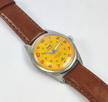 HMT Pilot Para Shock 17 Jewels Sun Yellow Dial Handwinding Watch Discover-Diamonds