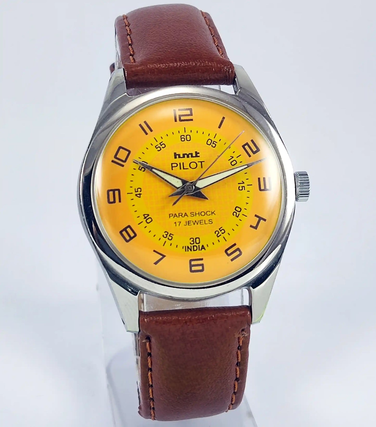 HMT Pilot Para Shock 17 Jewels Sun Yellow Dial Handwinding Watch Discover-Diamonds