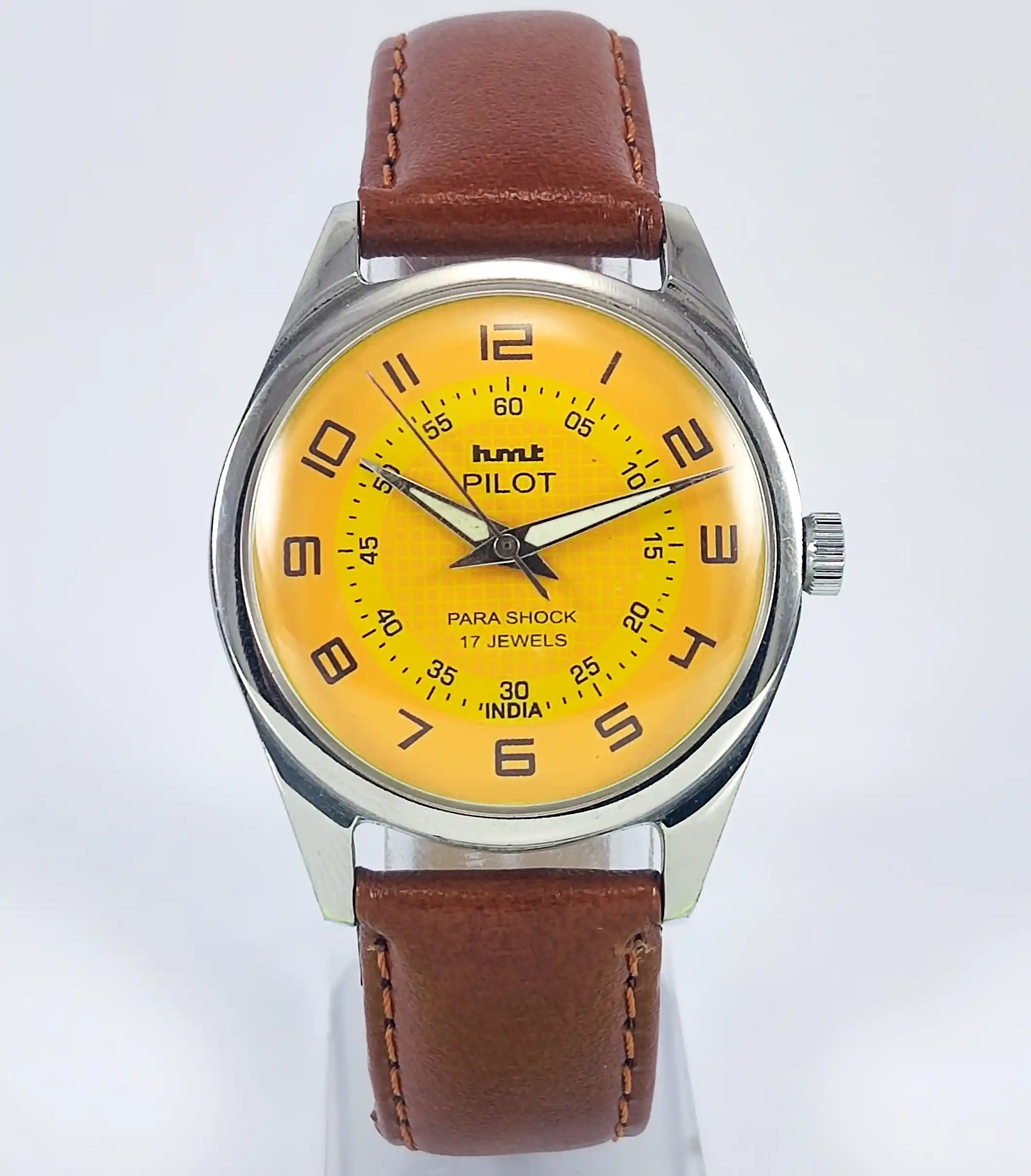 HMT Pilot Para Shock 17 Jewels Sun Yellow Dial Handwinding Watch Discover-Diamonds