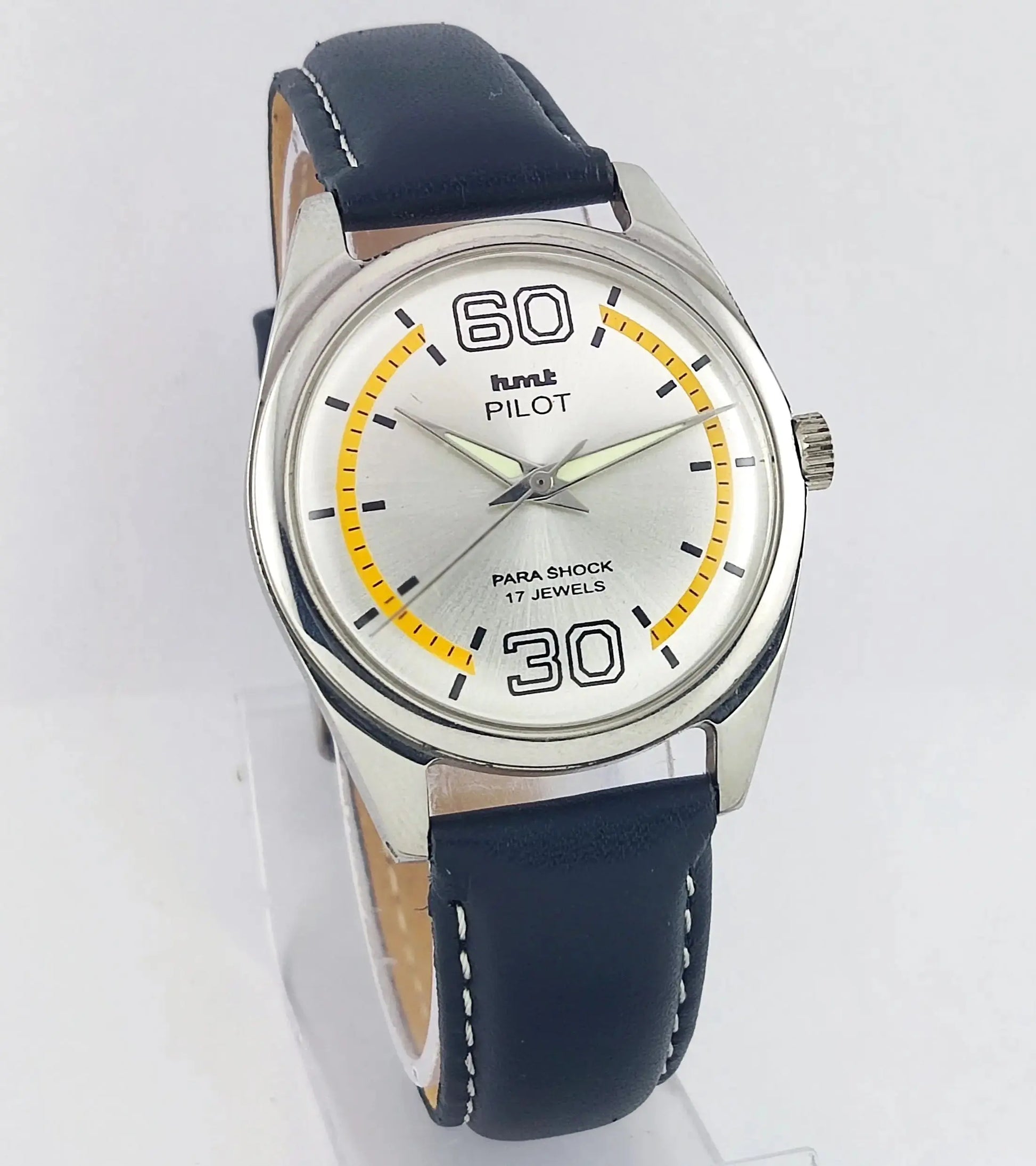 HMT Pilot Silver Dial Para Shock 17 Jewels Mechanical Handwinding Men's Watch 0231 Discover-Diamonds