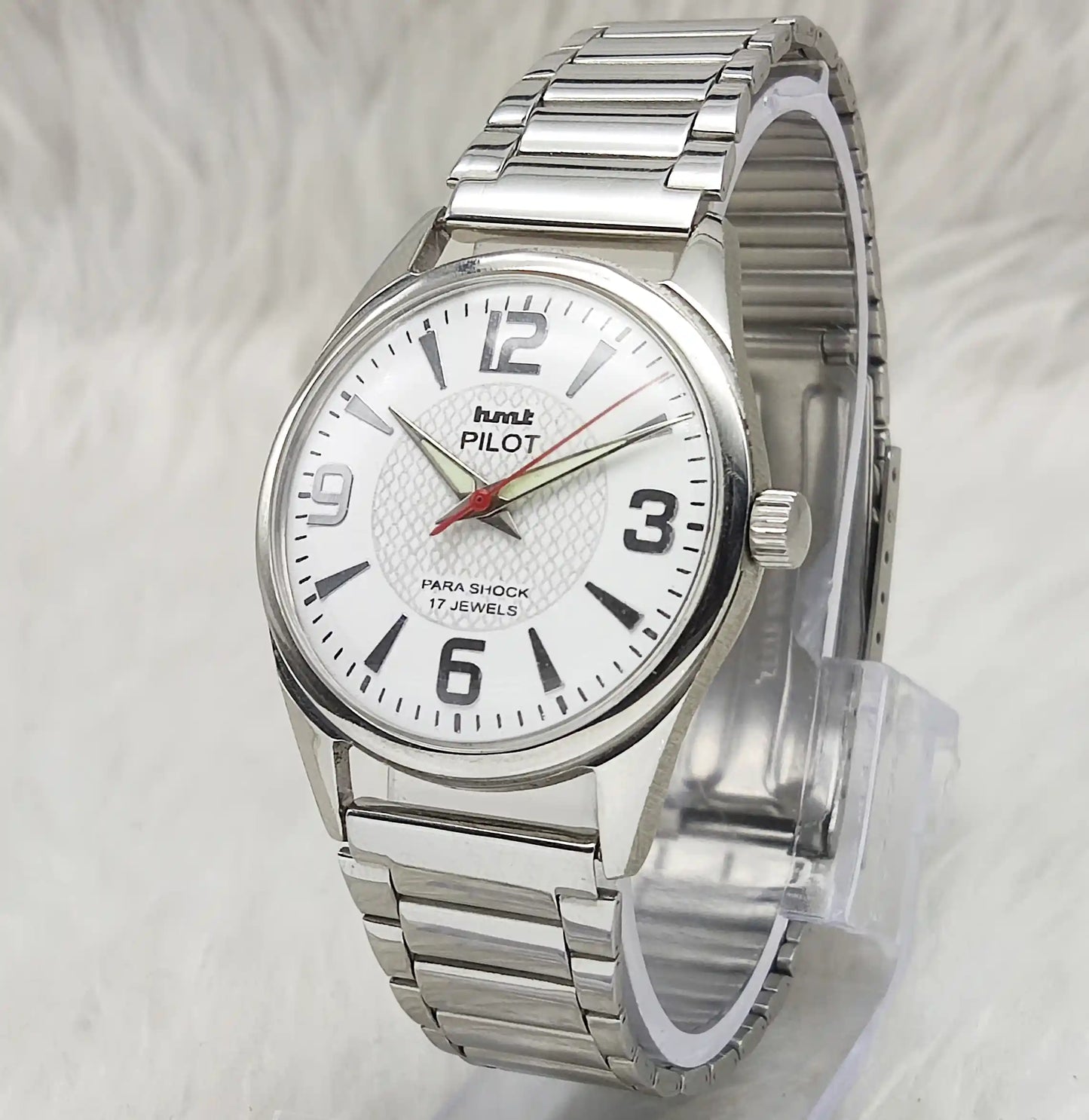 HMT Pilot Stick Watch - English White Dial, 17 Jewels, Handwinding Men's Timepiece