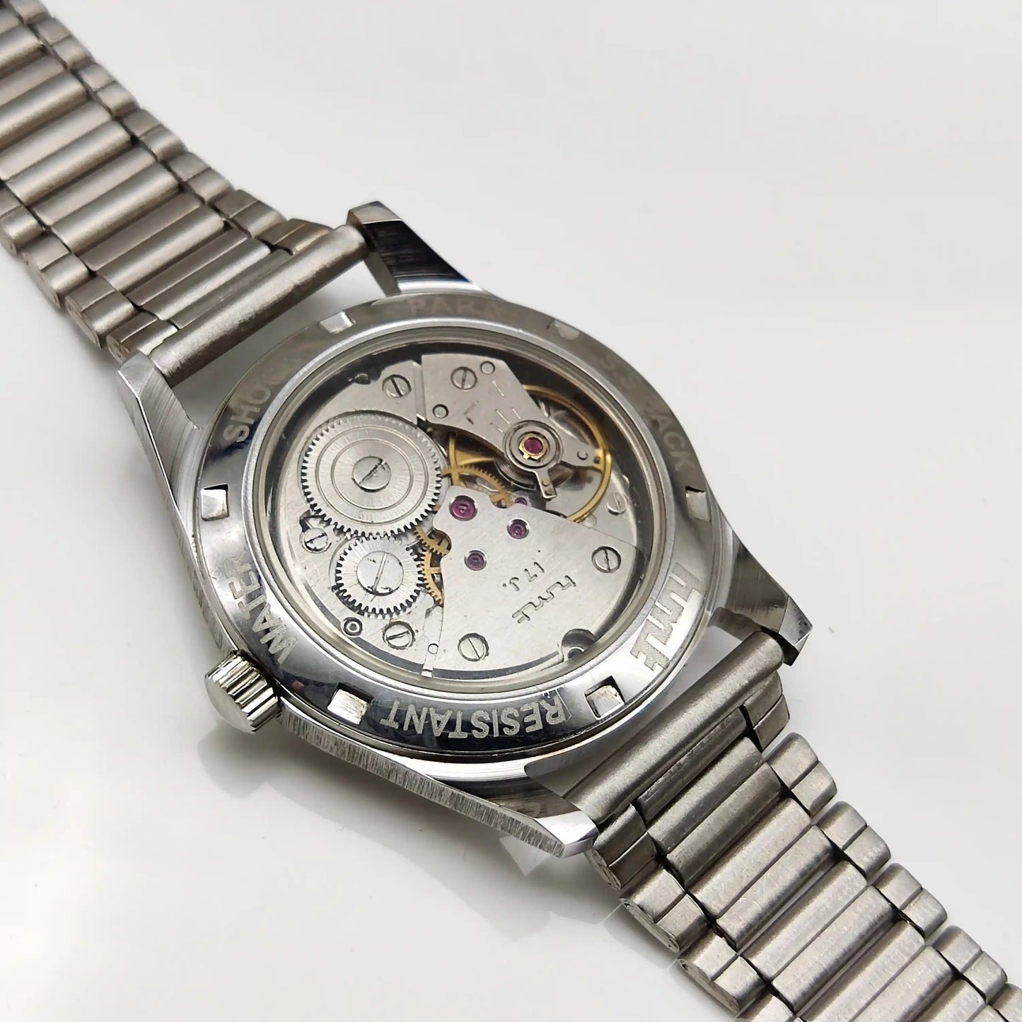 HMT Pilot 17 Jewels White Dial - Handwinding Watch English Numerals Transparent Back