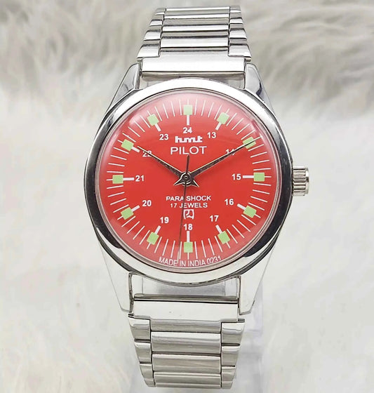HMT Pilot Red Dial 17 Jewels Handwinding Watch