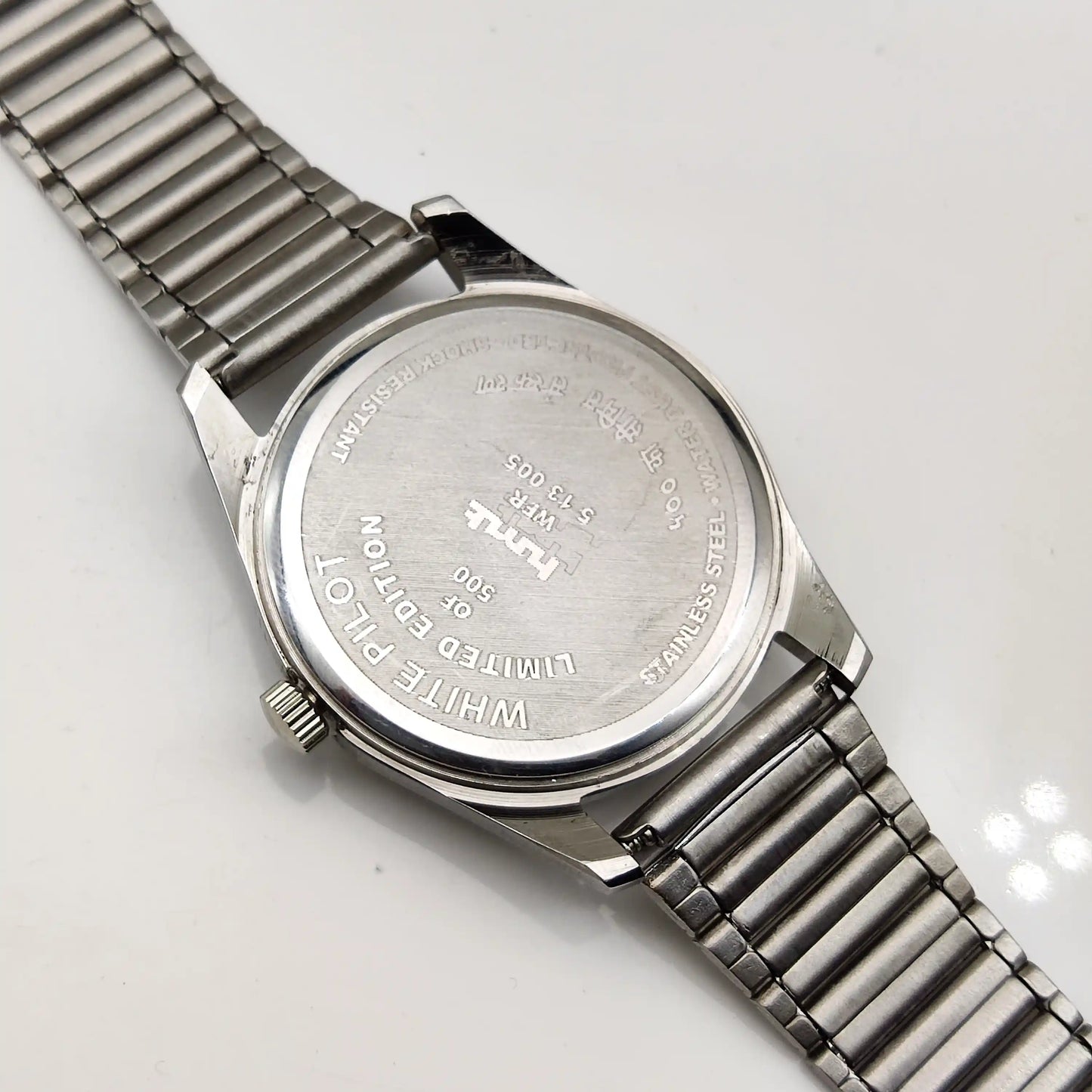 HMT Pilot White Dial 17 Jewels Mechanical Handwinding Watch Stick Numerals Indices