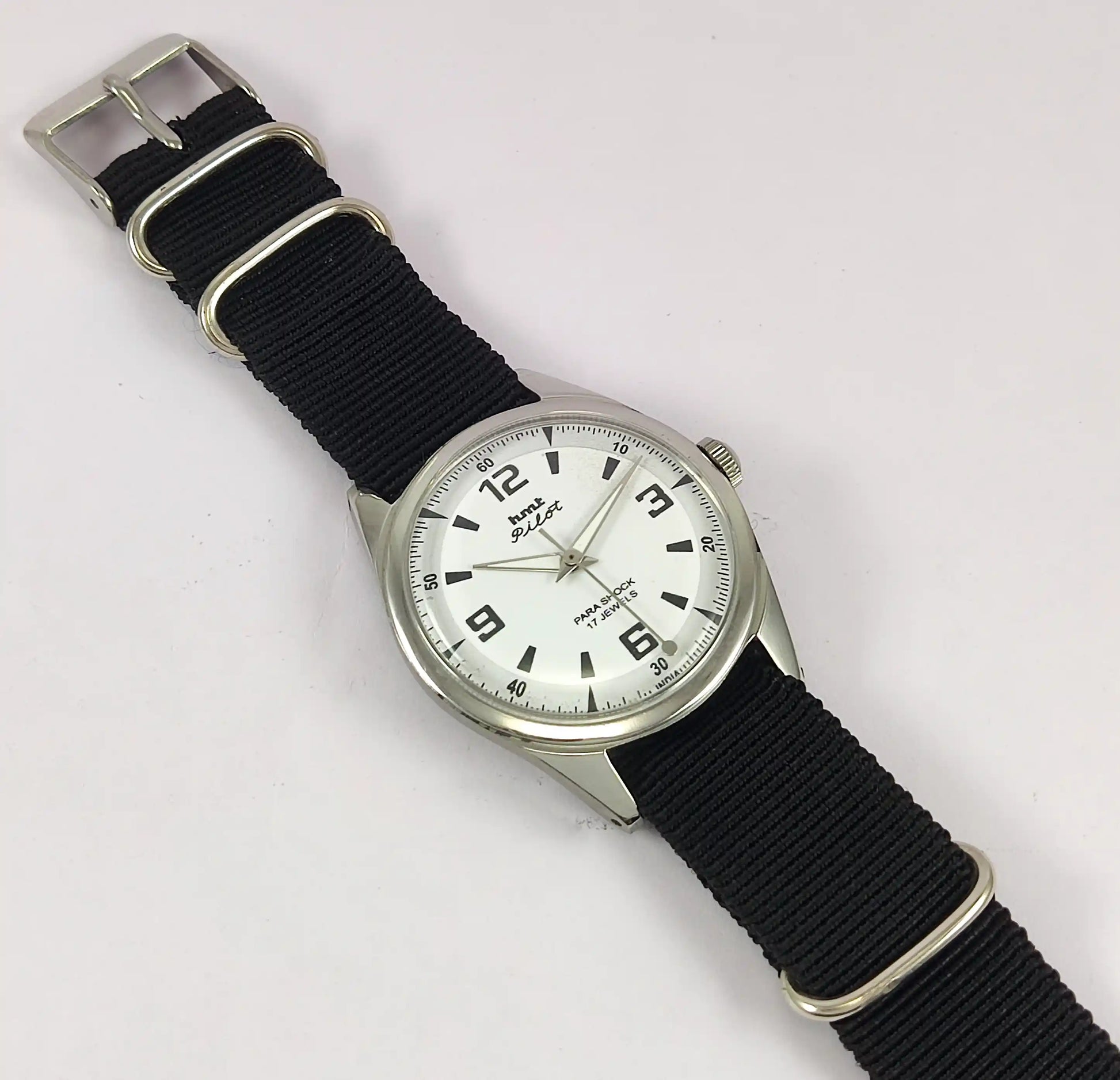 HMT Pilot White Dial Para Shock 17 Jewels Handwinding Men's Watch Discover-Diamonds