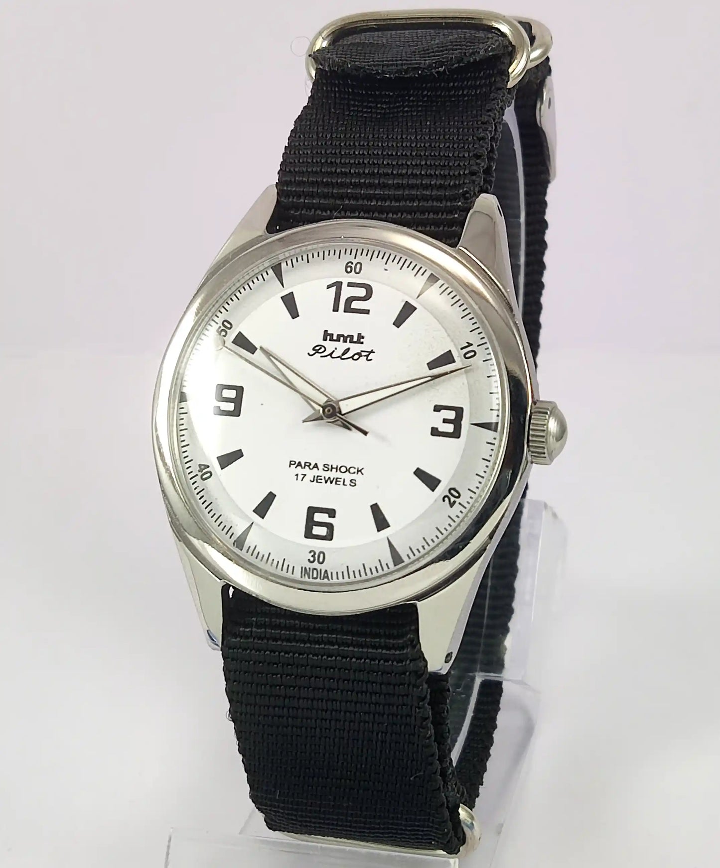 HMT Pilot White Dial Para Shock 17 Jewels Handwinding Men's Watch Discover-Diamonds