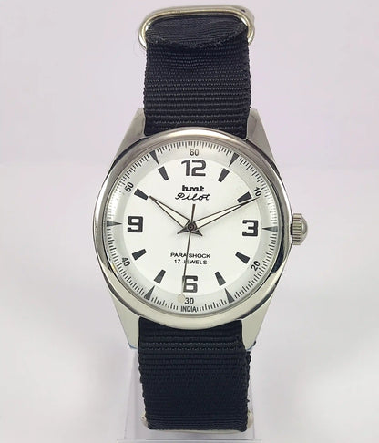 HMT Pilot White Dial Para Shock 17 Jewels Handwinding Men's Watch Discover-Diamonds