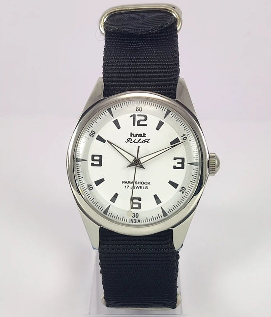 HMT Pilot White Dial Para Shock 17 Jewels Handwinding Men's Watch Discover-Diamonds