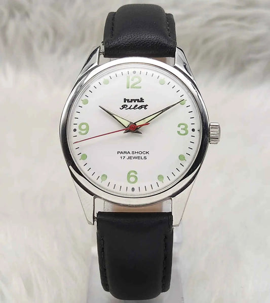 HMT Pilot White Dial Watch 17 Jewels Handwinding