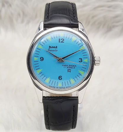 HMT Janata Watch - Handwinding Sky Blue Dial 17 Jewels Timepiece for Timeless Elegance