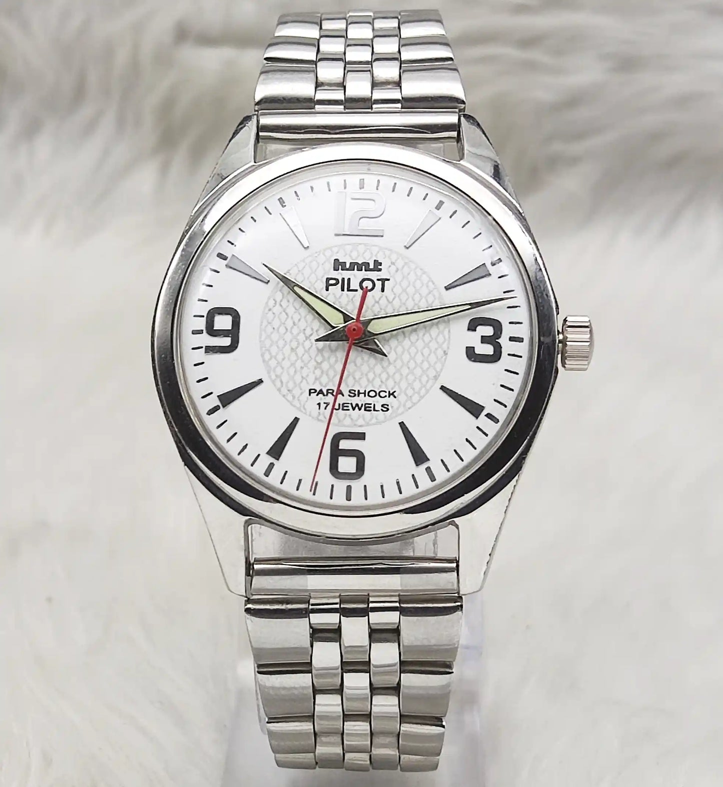HMT Pilot White Dial Watch 17 Jewels Handwinding
