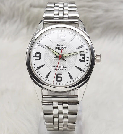 HMT Pilot White Dial Watch 17 Jewels Handwinding