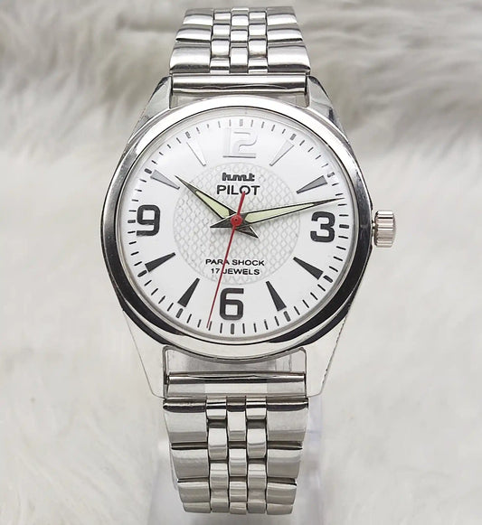 HMT Pilot Watch - White Dial, 17 Jewels, Handwinding