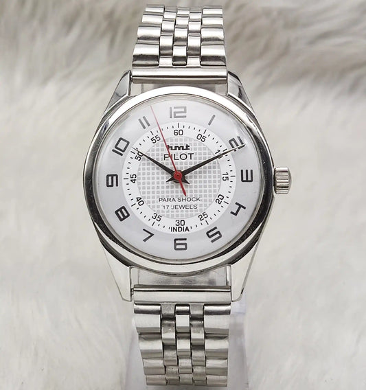 HMT Pilot White Dial Watch - Timeless Mechanical Elegance