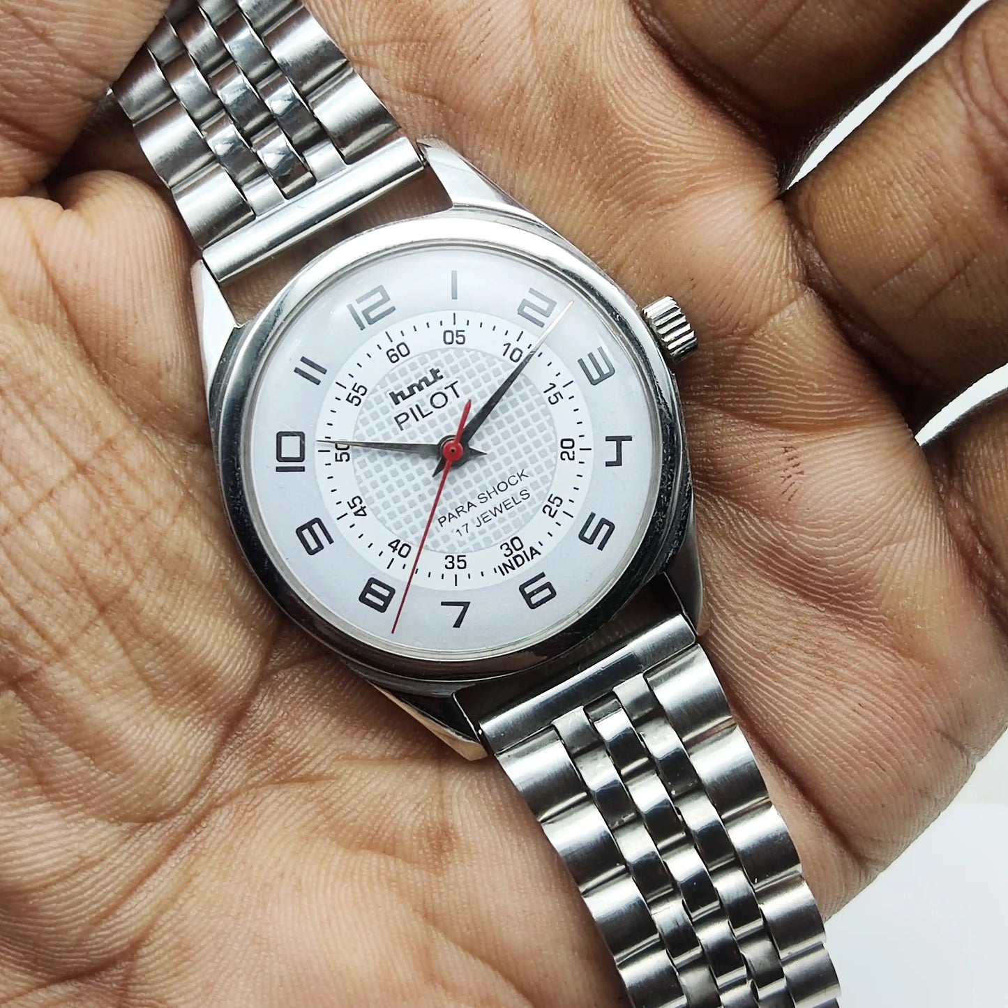 HMT Pilot White Dial Watch - Timeless Mechanical Elegance
