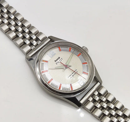 HMT Pilot White Textured Dial 17 Jewels Hand-Winding Watch for Men