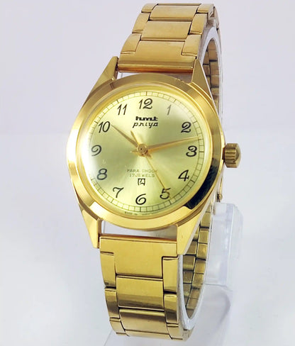 HMT Priya Para Shock 17 Jewels Golden Dial Handwinding Watch Discover-Diamonds