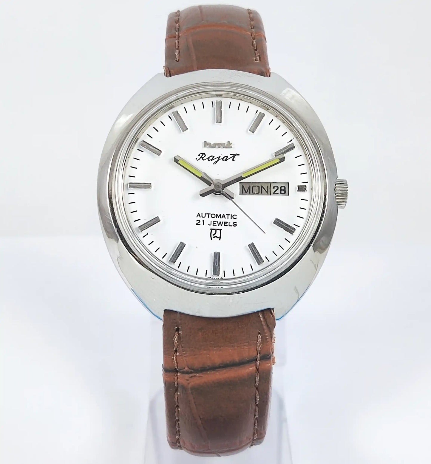 HMT Rajat Automatic 21 Jewels White Dial Day Date - Discover-Diamonds