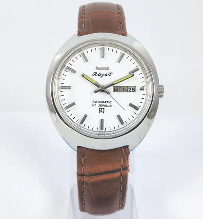 HMT Rajat Automatic 21 Jewels White Dial Day Date - Discover-Diamonds