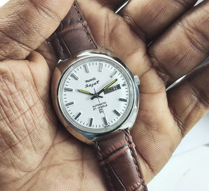 HMT Rajat Automatic 21 Jewels White Dial Day Date - Discover-Diamonds