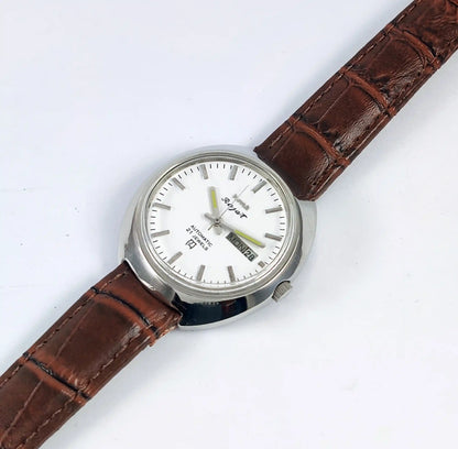 HMT Rajat Automatic 21 Jewels White Dial Day Date - Discover-Diamonds