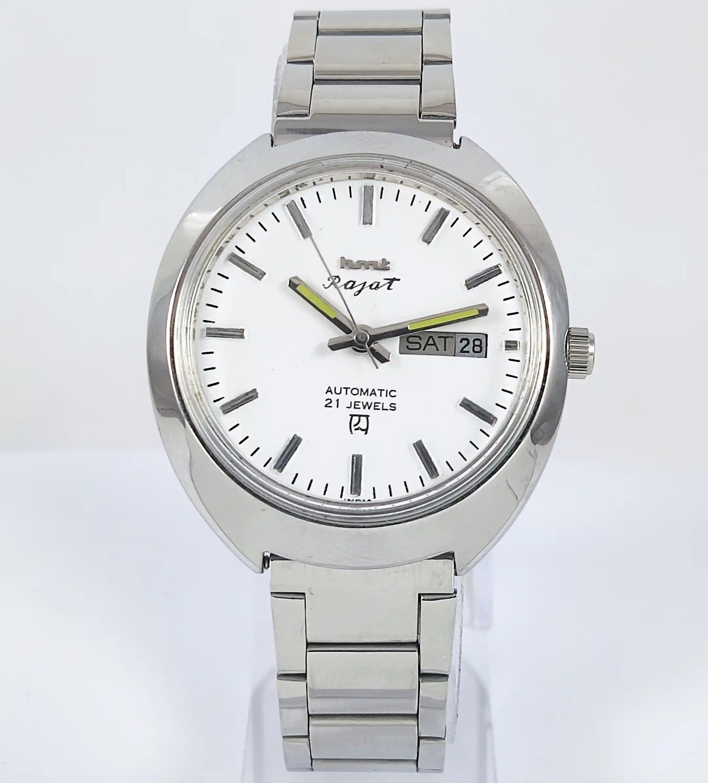 HMT Rajat Automatic 21 Jewels White Dial Day Date Watch